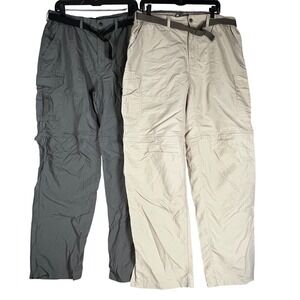 REI Convertible Pants 2 Mens XL 34L Gray Khaki Cargo Hiking Gorpcore Backpacking